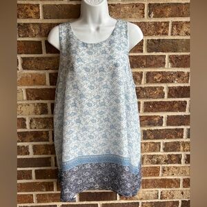 Max Studio Blue and White Relaxed Tank Top
